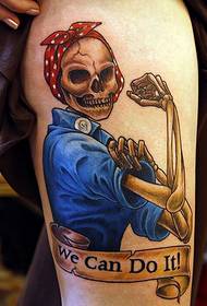 femeie braț personalitate craniu cuvânt englez tatuaj