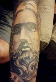 Tatuaż na ramieniu osobowości Jezusa i Dziewicy Maryi