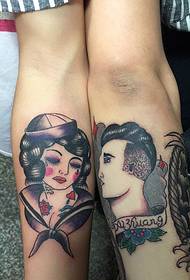 људска рука са истинском љубавном портретном тетоважом 19441 - лепота рамена енглеска слова модна тетоважа личности