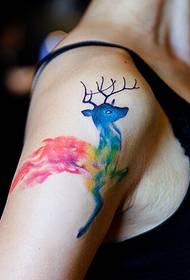 Modela Tattoo ya Arm Color Deer Tattoo