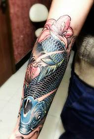 живописно Боја голема тетоважа со лигњи
