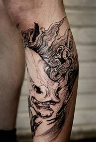 quite individual black and white animal tattoo on the arm