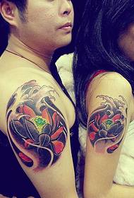 fashion personality Couple lotus tattoo
