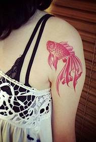 arm color red goldfish tattoo picture