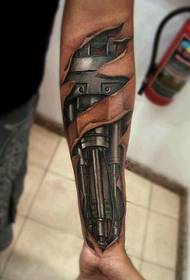 bellissime opere di tatuaggio meccanico a braccio 3d