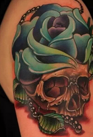 arm skull skull rose tattoo