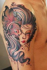 dažytos grožio avataras žuvies tatuiruotė