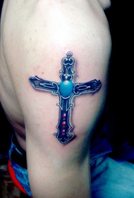 rameno 3D kríž tetovanie vzor
