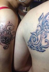 couple lock vine key tattoo