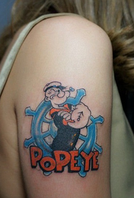 Popeye sarjakuva käsivarsi tatuointi