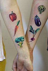 pora ginklų mielas daržovių tatuiruotės modelis