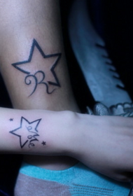 couple arms five-star tattoo