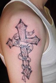 arm classic handsome cross English tattoo