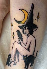 Bruxa no braço três tatuagens para animais de estimação