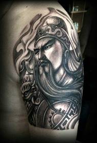 fekete-fehér Guan Gong tetoválás a kar személyisége