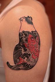 fat cat on the big arm has a squid