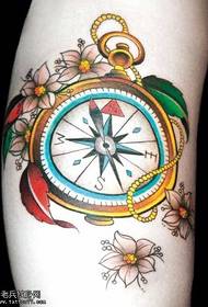 modello di tatuaggio con orologio da tasca di bell'aspetto armato