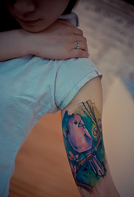 personality watercolor bird arm tattoo work