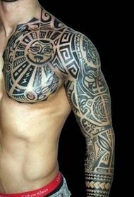 Meia tatuagem de braço de flor de totem