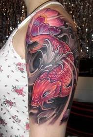 arm farve blæksprutte lotus tatoveringsmønster