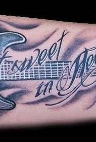 ramię przystojny gitara angielski wzór tatuażu