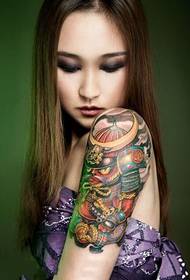 personal girl domineering Japanese samurai arm tattoo