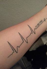 Schéinen ECG Tattoo um Aarm