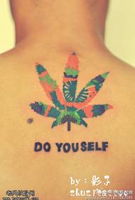 Back point thorn maple leaf tattoo pattern