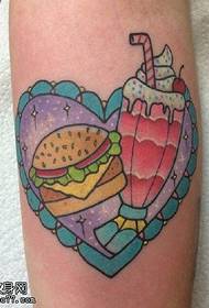 Modello di tatuaggio di gelato hamburger stile europeo e americano