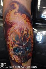 Cool handsome fire skull tattoo pattern