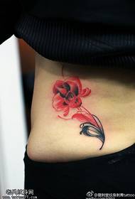 Waist beautiful rose red flower tattoo pattern