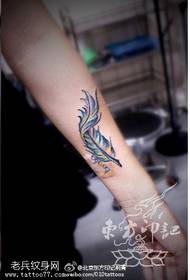 Beautiful and beautiful colored feather tattoo pattern