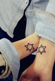 Stylish personality of the six-pointed star tattoo