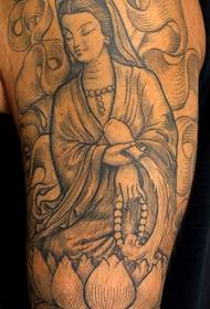 Miesten käsivarren Guanyin-tatuointikuvio