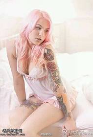 Sexy beauty seductive flower arm tattoo pattern