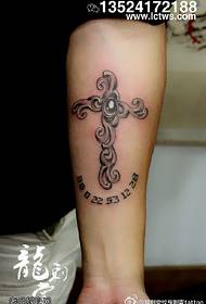 Artistic style cross tattoo pattern