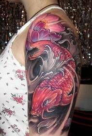 Tatuaggio di loto carpa moda braccio grande