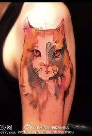 हात शाई पेंटिंग रंग मांजरीचे पिल्लू टॅटू नमुना