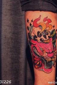 Painted horror skull tattoo pattern
