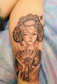 Braccio, gamba, classico tatuaggio geisha giapponese