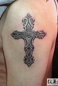 Men's super love cross tattoo