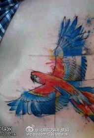 彩绘抽象的小鸟纹身图案