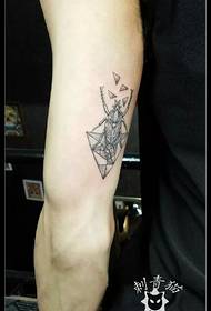 Geometric line beetle tattoo pattern