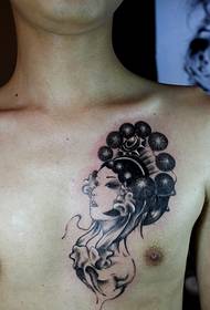 Classic Peking Opera Flower Tattoo