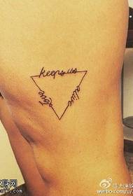 Triangular English alphabet tattoo pattern with geometric lines