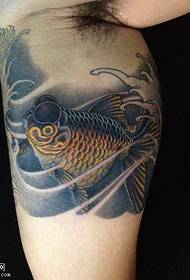 Шаблон татуіроўкі залатых рыбак на руцэ