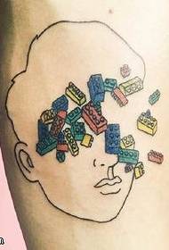 Malt menneskelig hode abstrakt tatoveringsmønster