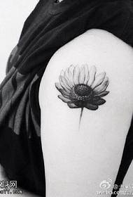 Patrún tatú tattoo bláth dubh agus bán lus na gréine