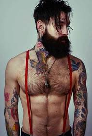 European and American men's flower arm tattoos