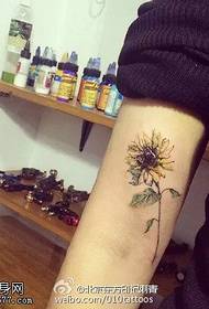 Realistic sunflower flower tattoo pattern